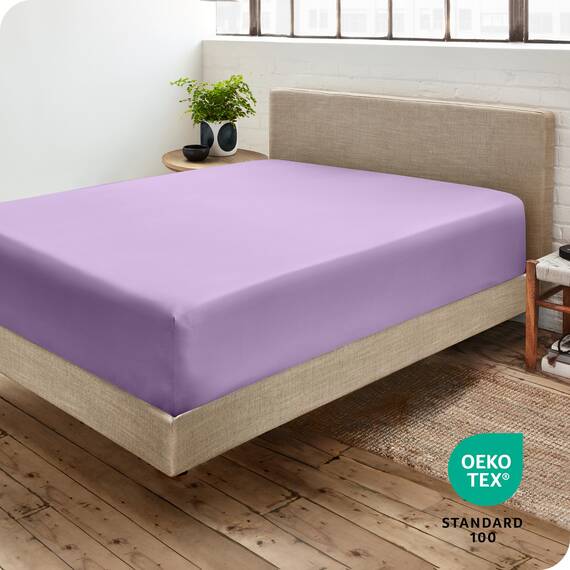 Bare Home Spannbettlaken, Premium-Mikrofaser, ultraweich, knitterfrei, tiefe Tasche, 35 cm tief, Lavendel-Kaiserfarben
