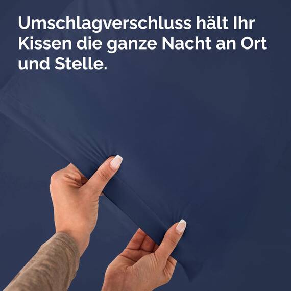 Kissenbezüge 65x65 cm Marineblau im 2er-Pack - Weiche Kopfkissenbezüge aus Mikrofaser - Atmungsaktive, pflegeleichte und knitterfreie Kissenhüllen - Maschinenwaschbar mit Hotelverschluss - Oeko-TEX