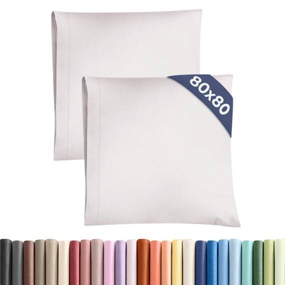 Kissenbezüge 80x80 cm Hellgrau im 2er-Pack - Weiche Kopfkissenbezüge aus Mikrofaser - Atmungsaktive, pflegeleichte und knitterfreie Kissenhüllen - Maschinenwaschbar mit Hotelverschluss - Oeko-TEX