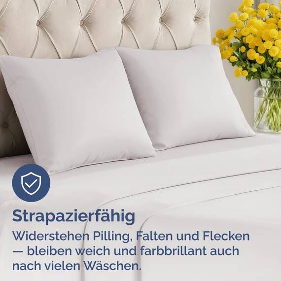 Kissenbezüge 80x80 cm Hellgrau im 2er-Pack - Weiche Kopfkissenbezüge aus Mikrofaser - Atmungsaktive, pflegeleichte und knitterfreie Kissenhüllen - Maschinenwaschbar mit Hotelverschluss - Oeko-TEX