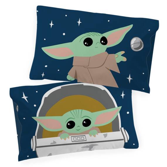 Star Wars The Mandalorian Hello Grogu 1 Single Reversible Pillowcase - Double-Sided Kids Super Soft Bedding (Official Star Wars Product)