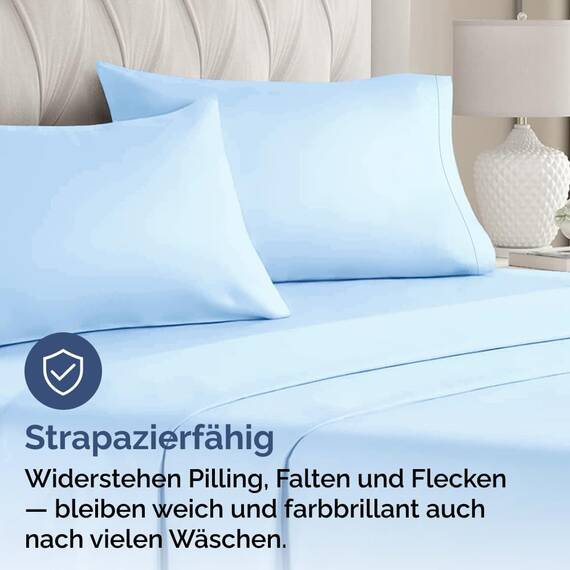 Kissenbezüge 50x80 cm Hellblau im 2er-Pack - Weiche Kopfkissenbezüge aus Mikrofaser - Atmungsaktive, pflegeleichte und knitterfreie Kissenhüllen - Maschinenwaschbar mit Hotelverschluss - Oeko-TEX