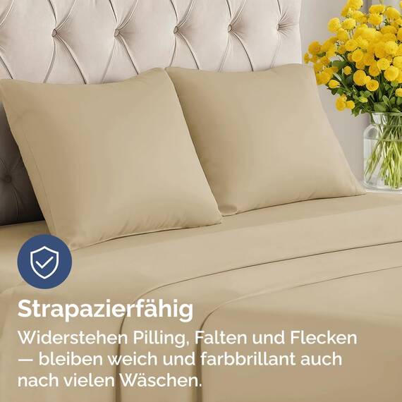 Kissenbezüge 80x80 cm Beige im 2er-Pack - Weiche Kopfkissenbezüge aus Mikrofaser - Atmungsaktive, pflegeleichte und knitterfreie Kissenhüllen - Maschinenwaschbar mit Hotelverschluss - Oeko-TEX