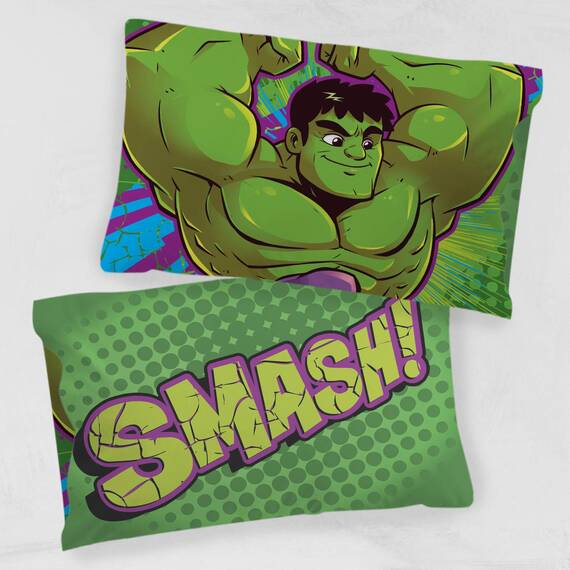 Marvel Super Hero Adventures Hulk Out 1 Pack Pillowcase - Double-Sided Kids Super Soft Bedding (Official Marvel Product)