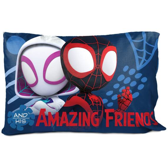Jay Franco Marvel Spidey and His Amazing Friends Team Spidey 1 Einzel-Kissenbezug, doppelseitig, superweiche Kinderbettwäsche (offizielles Marvel-Produkt)