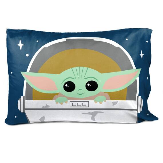 Star Wars The Mandalorian Hello Grogu 1 Single Reversible Pillowcase - Double-Sided Kids Super Soft Bedding (Official Star Wars Product)