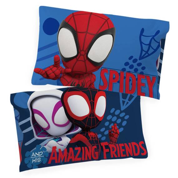 Jay Franco Marvel Spidey and His Amazing Friends Team Spidey 1 Einzel-Kissenbezug, doppelseitig, superweiche Kinderbettwäsche (offizielles Marvel-Produkt)