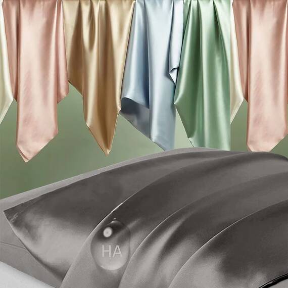 Seidenkissenbezug, 2er-Pack, Maulbeerseide, Queen-Size-Set, Anti-Akne-Seide-Kissenbezug für Haar und Haut, natürliche Seide-Satin-Kissenbezüge, 2er-Pack mit Reißverschluss, dunkelgrau