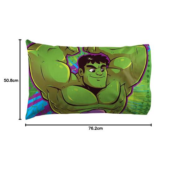 Marvel Super Hero Adventures Hulk Out 1 Pack Pillowcase - Double-Sided Kids Super Soft Bedding (Official Marvel Product)