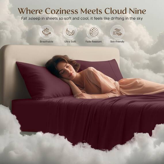 Utopia Bedding Bed Sheet Set - 4 Piece Queen Bedding - Soft Brushed Microfiber Fabric - Shrinkage & Fade Resistant - Easy Care (Queen, Burgundy)
