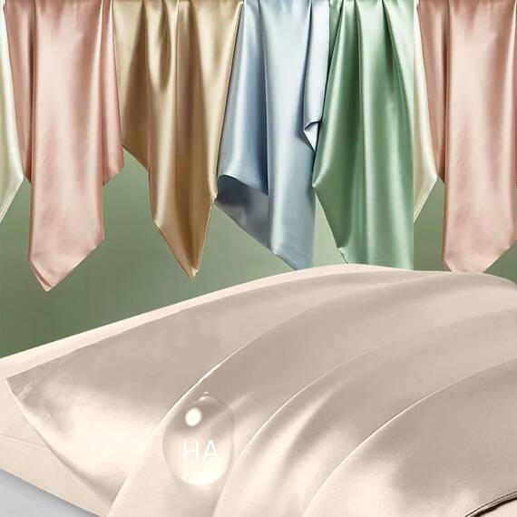 2er Set Seide Kissenbezug mit Reißverschluss Maulbeerseide Queen Size Anti-Akne Seide Kissenbezug für Haar und Haut Natürliche Seidensatin Kissenbezüge Geschenk für Damen Herren Beige