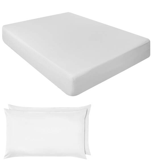 NIYS Luxury Bedding Spannbettlaken aus feinster 100 % ägyptischer Baumwolle, 25 cm, in 15 Farben (Weiß, Einzelbett + Kissenbezüge)