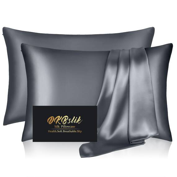 Seidenkissenbezüge, Maulbeerseide, Queen-Size-Größe, 2er-Set, Anti-Akne-Seiden-Kissenbezüge für Haar und Haut, natürliche Seidensatin-Kissenbezüge für schlafende Frauen, 2 Stück mit Reißverschluss,