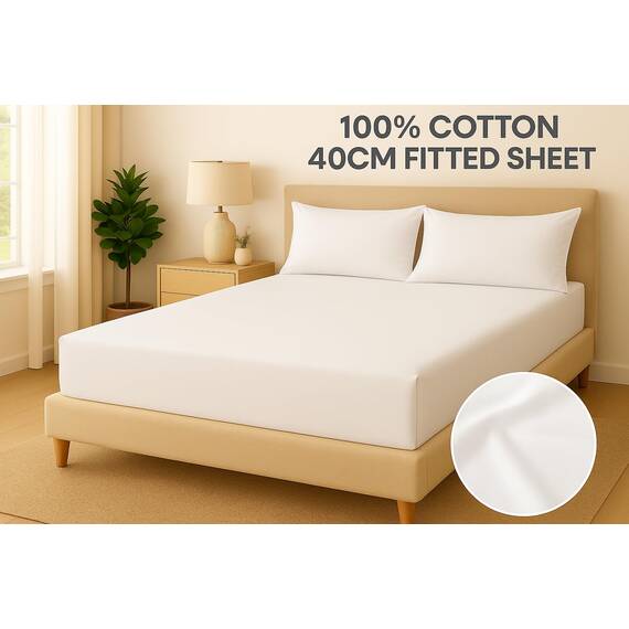 NIYS Luxury Bedding Spannbettlaken aus feinster 100 % ägyptischer Baumwolle, 25 cm, in 15 Farben (Weiß, Doppelbett + Kissenbezüge)