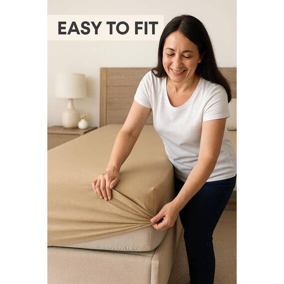 Spannbettlaken, feinste 100 % ägyptische Baumwolle, 23 cm, beige, King Size