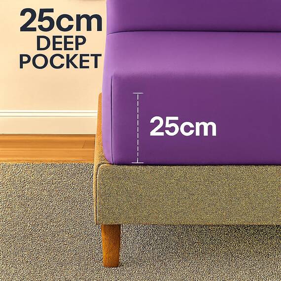 Spannbettlaken, feinste 100 % ägyptische Baumwolle, 23 cm, Purple/Aubergine, King Size