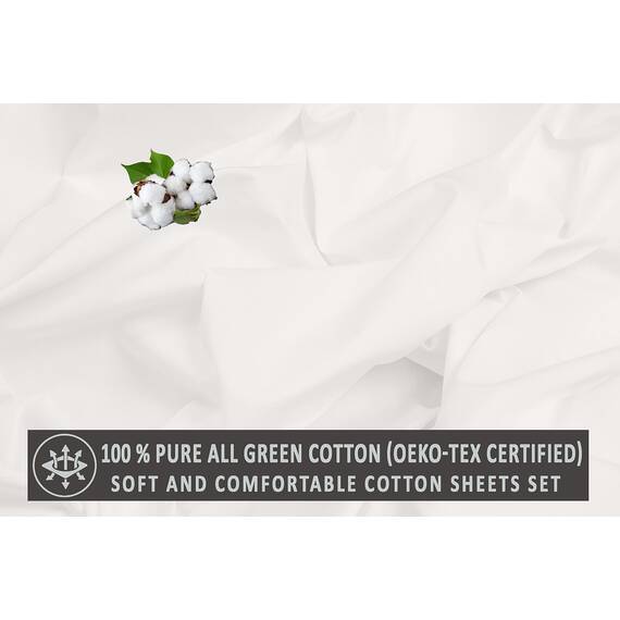 RUVANTI Bettlaken aus 100% Baumwolle für Queen-Size-Bett, knusprig, kühlendes Perkal-Bettlaken, atmungsaktiv und langlebig, Queen-Size-Bettlaken-Set, Tiefe Tasche 38,1 cm, gebrochenes Weiß, 4-teilig