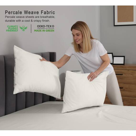 RUVANTI Bettlaken-Set aus 100% Baumwolle, atmungsaktive Perkal-Webart, 40,6 cm Tiefe Taschen, Hotelstandard, angenehm kühl, langlebig, einfarbig, Einzelbett, 3-teilig, Elfenbein