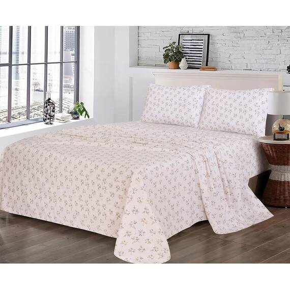 RUVANTI Bettlaken-Set aus 100 % Baumwolle, atmungsaktive Perkal-Webart, 40,6 cm tiefe Taschen, Hotelstandard, angenehm kühl, langlebig, Blumendesign, Einzelbett XL, 3-teilig, Doppelfeder