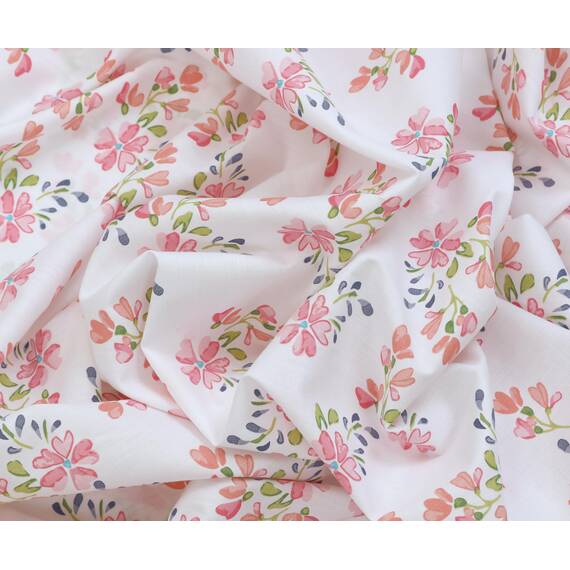 RUVANTI Bettlaken-Set aus 100 % Baumwolle, atmungsaktive Perkal-Webart, 35,6 cm tiefe Taschen, Hotelstandard, angenehm kühl, langlebig, Blumendesign, California-King-Size, 4-teilig, Bloomex