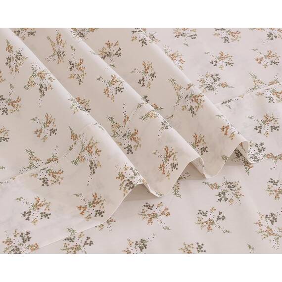 RUVANTI Bettlaken-Set aus 100 % Baumwolle, atmungsaktive Perkal-Webart, 40,6 cm tiefe Taschen, Hotelstandard, angenehm kühl, langlebig, Blumendesign, Einzelbett XL, 3-teilig, Doppelfeder