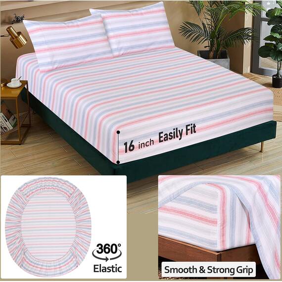 RUVANTI Bettlaken-Set aus 100% Baumwolle für King-Size-Betten – Perkal-Bettlaken mit kühlender Wirkung und atmungsaktiver, langlebiger Kingsize-Bettwäsche – 4-teiliges Set mit 40,6 cm tiefen Taschen