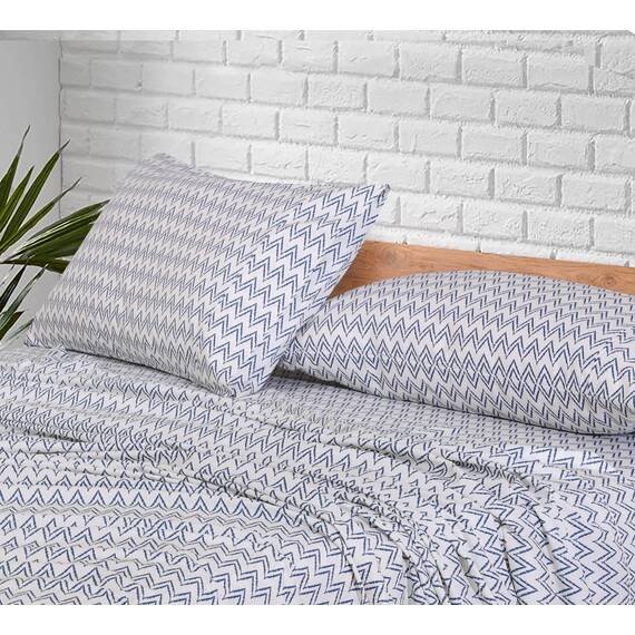 RUVANTI Bettlaken-Set aus 100% Baumwolle, atmungsaktive Perkal-Webart, 40,6 cm Tiefe Taschen, Hotelstandard, angenehm kühl, langlebig, Blumendesign, Einzelbett, 3-teilig, Chevron