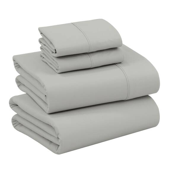 RUVANTI Bettlaken-Set aus 100 % Baumwolle, atmungsaktive Perkal-Webart, 35,6 cm tiefe Taschen, Hotelstandard, angenehm kühl, langlebig, einfarbig, California-King-Size, 4-teilig, Silber