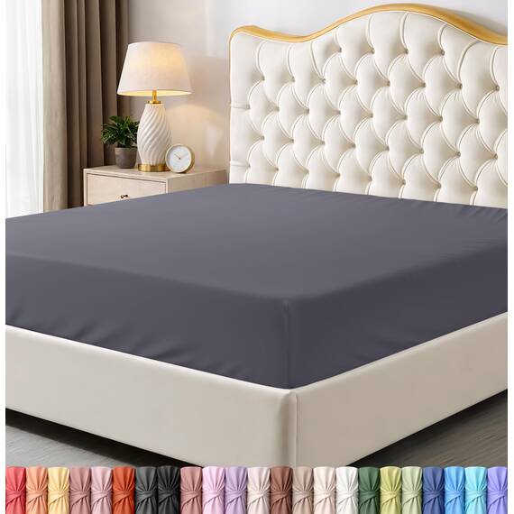 Utopia Bedding Spannbettlaken für Queensize-Betten – Bettlaken – Tiefe Tasche – weiche Mikrofaser, schrumpft und lichtbeständig, pflegeleicht, nur 1 Spannbetttuch (grau)