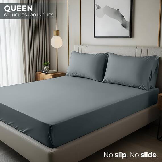 Utopia Bedding Spannbettlaken für Queensize-Betten – Bettlaken – Tiefe Tasche – weiche Mikrofaser, schrumpft und lichtbeständig, pflegeleicht, nur 1 Spannbetttuch (grau)