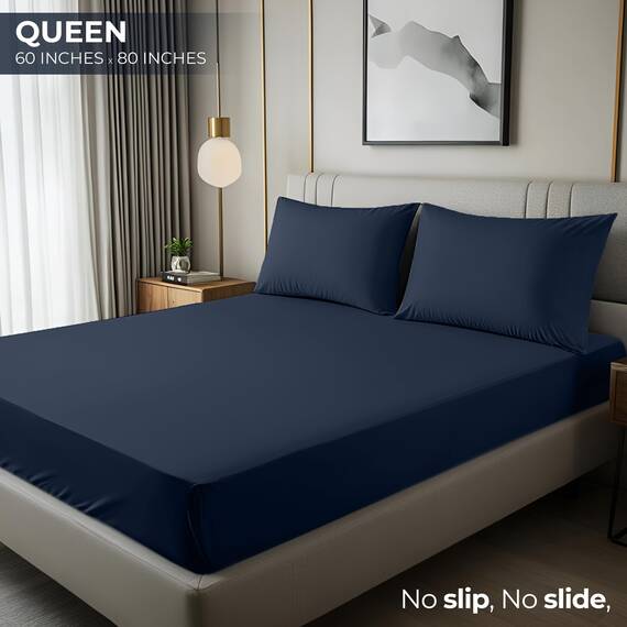 Utopia Bedding Queen-Size-Spannbetttuch – Bettlaken – Tiefe Tasche – weiche Mikrofaser – schrumpf- und lichtbeständig – pflegeleicht – nur 1 Spannbetttuch (Marineblau)