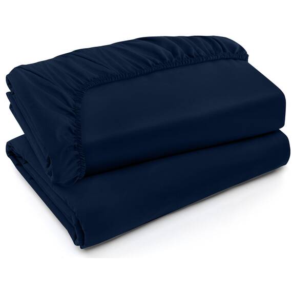 Utopia Bedding Spannbettlaken, 2er-Pack Unterlaken, Weiche gebürstete Mikrofaser, Tiefe Taschen, Schrumpf- und Lichtbeständig, Pflegeleicht (Full, Marineblau)