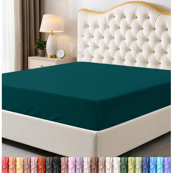 Utopia Bedding Queensize-Spannbettlaken, Tiefe Taschen, weiche Mikrofaser, schrumpft und lichtbeständig, pflegeleicht, nur 1 Spannbetttuch, Blaugrün