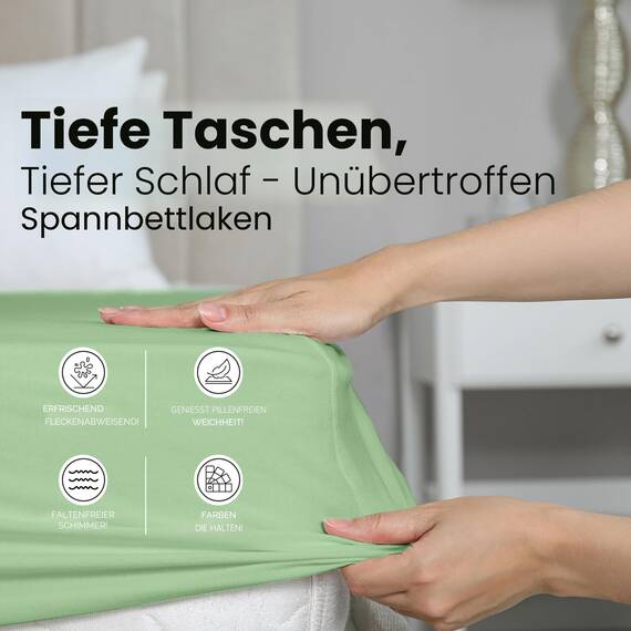 Utopia Bedding Queensize-Spannbetttuch, Tiefe Taschen, weiche Mikrofaser, schrumpft und lichtbeständig, pflegeleicht, nur 1 Spannbetttuch, Salbeigrün