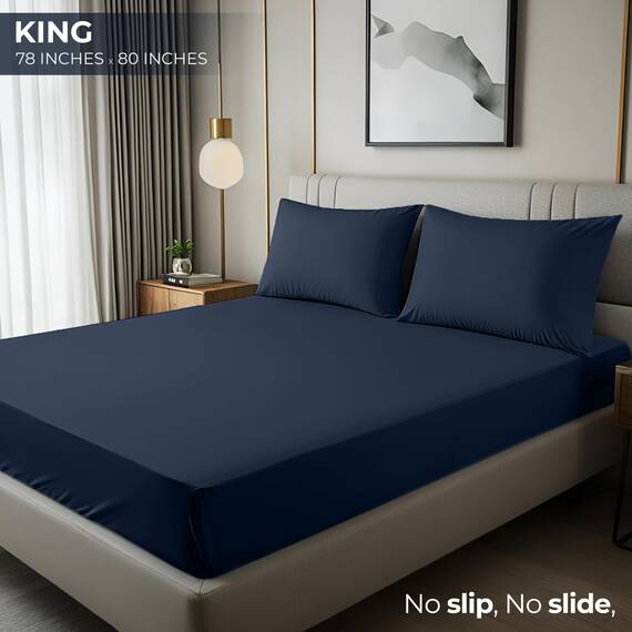 Utopia Bedding Spannbettlaken für King-Size-Betten, Tiefe Tasche, weiche Mikrofaser, schrumpf- und lichtbeständig, pflegeleicht, 1 Spannbetttuch (Marineblau)