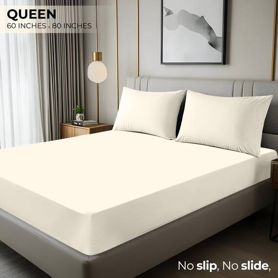 Utopia Bedding Queen Spannbettlaken, Unterlaken, Tiefe Taschen, Weiche Mikrofaser, Schrumpf- und Lichtbeständig, Pflegeleicht, 1 Spannbettlaken (Elfenbein)