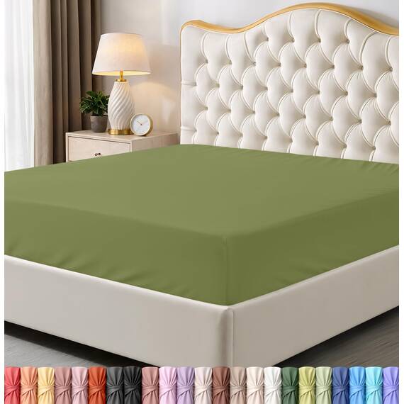 Utopia Bedding Queen-Size Spannbettlaken, Tiefe Taschen, weiche Mikrofaser, schrumpf- und farbbeständig, pflegeleicht, nur 1 Spannbettlaken (Olivgrün)