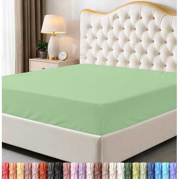 Utopia Bedding Queensize-Spannbetttuch, Tiefe Taschen, weiche Mikrofaser, schrumpft und lichtbeständig, pflegeleicht, nur 1 Spannbetttuch, Salbeigrün