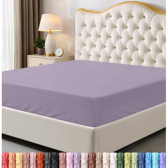 Utopia Bedding Queensize-Spannbettlaken, Tiefe Taschen, weiche Mikrofaser, schrumpft und lichtbeständig, pflegeleicht, nur 1 Spannbetttuch (Lavendel)