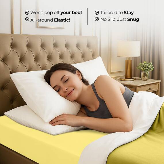 Utopia Bedding Queensize-Spannbetttuch – Spannbettlaken – Tiefe Tasche – weiche Mikrofaser – einlauf- und lichtbeständig, pflegeleicht, nur 1 Spannbetttuch (gelb)