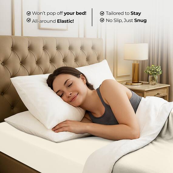 Utopia Bedding Queen Spannbettlaken, Unterlaken, Tiefe Taschen, Weiche Mikrofaser, Schrumpf- und Lichtbeständig, Pflegeleicht, 1 Spannbettlaken (Elfenbein)