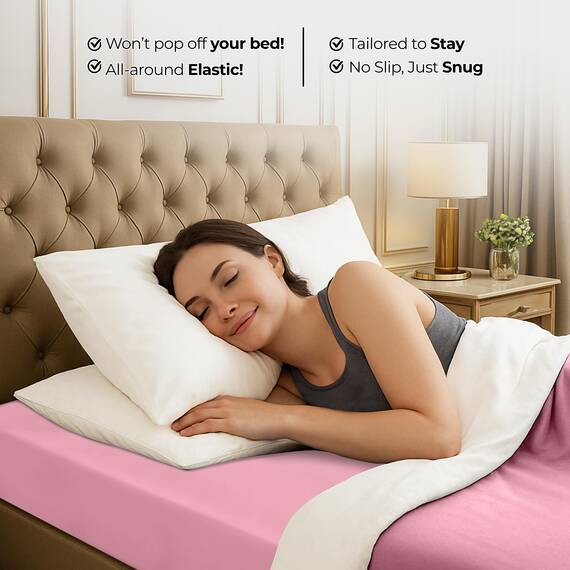Utopia Bedding Queensize-Spannbetttuch – Bettlaken – Tiefe Tasche – weiche Mikrofaser – einlauf- und lichtbeständig, pflegeleicht, nur 1 Spannbetttuch (rosa)
