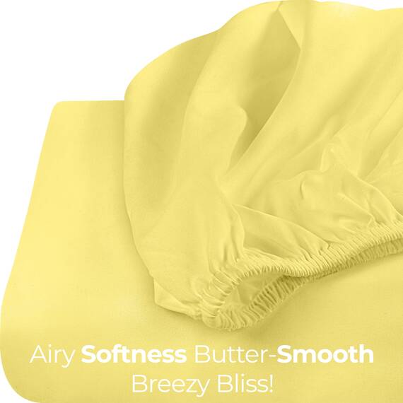 Utopia Bedding Queensize-Spannbetttuch – Spannbettlaken – Tiefe Tasche – weiche Mikrofaser – einlauf- und lichtbeständig, pflegeleicht, nur 1 Spannbetttuch (gelb)