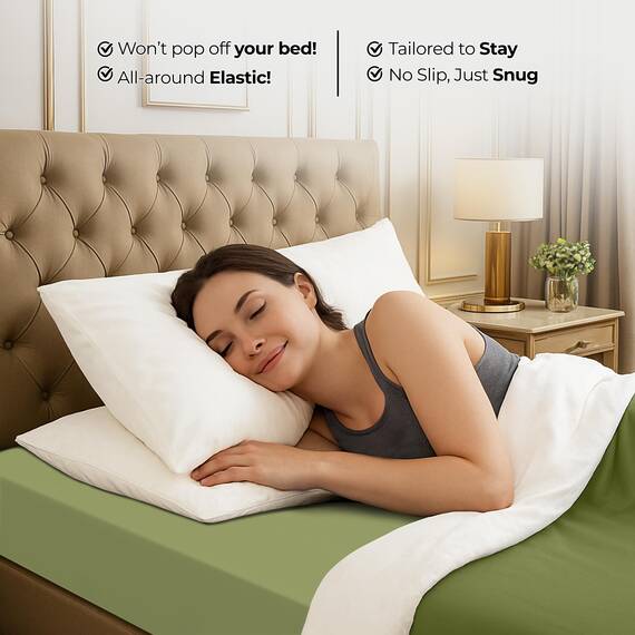 Utopia Bedding Queen-Size Spannbettlaken, Tiefe Taschen, weiche Mikrofaser, schrumpf- und farbbeständig, pflegeleicht, nur 1 Spannbettlaken (Olivgrün)