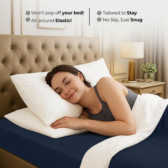 Utopia Bedding Spannbetttuch – Bettlaken – Tiefe Tasche – weiche Mikrofaser – schrumpf- und lichtbeständig – pflegeleicht – nur 1 Spannbetttuch (Marineblau)
