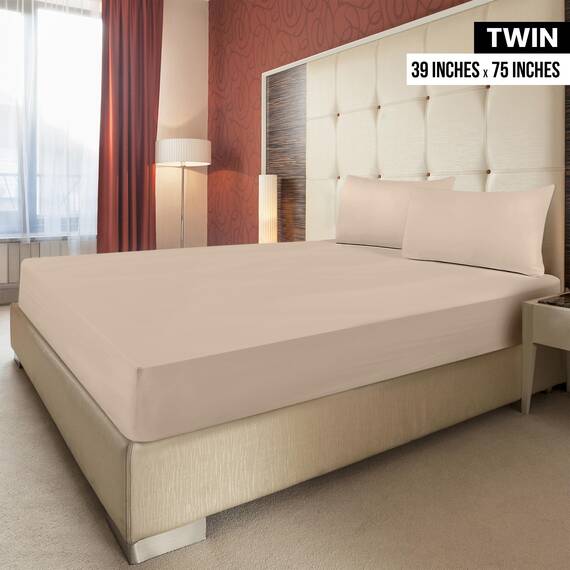 Utopia Bedding Spannbettlaken für Doppelbett, weiche gebürstete Mikrofaser, Tiefe Taschen, schrumpft und lichtbeständig, pflegeleicht (Doppelbett, Beige)