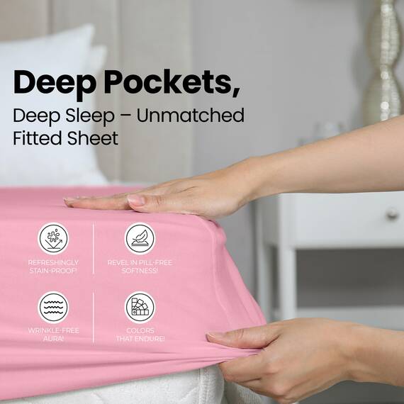Utopia Bedding Queensize-Spannbetttuch – Bettlaken – Tiefe Tasche – weiche Mikrofaser – einlauf- und lichtbeständig, pflegeleicht, nur 1 Spannbetttuch (rosa)
