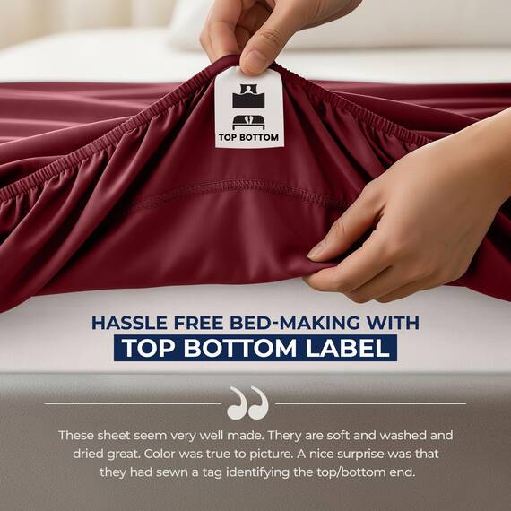 Utopia Bedding Queensize-Spannbetttuch mit extra tiefen Taschen, passend für Matratzen bis zu 53,3 cm, schrumpf- und farbbeständig, pflegeleicht, nur 1 Spannbetttuch mit tiefen Taschen, Burgundrot