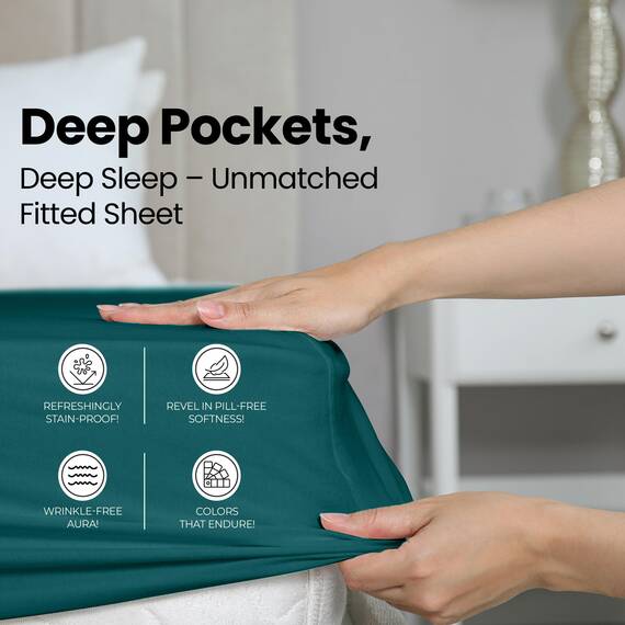 Utopia Bedding Queensize-Spannbettlaken, Tiefe Taschen, weiche Mikrofaser, schrumpft und lichtbeständig, pflegeleicht, nur 1 Spannbetttuch, Blaugrün