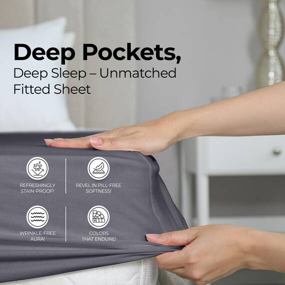 Utopia Bedding Fitted Sheet - Pack of 2 Bottom Sheets - Soft Brushed Microfiber - Deep Pockets, Shrinkage & Fade Resistant - Easy Care (Full, Grey)